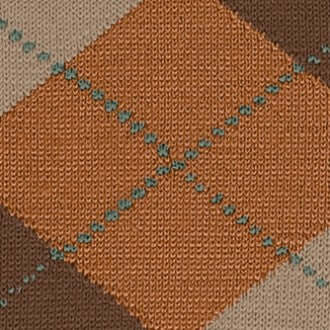Detail van het klassiek ruitpatroon in caramel kleuren voor Burlington kniekousen.