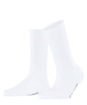 Burlington Princess Street Sokken Dames 22135 2000 white, glanzende sokken met ribstructuur en zachte viscosemix.