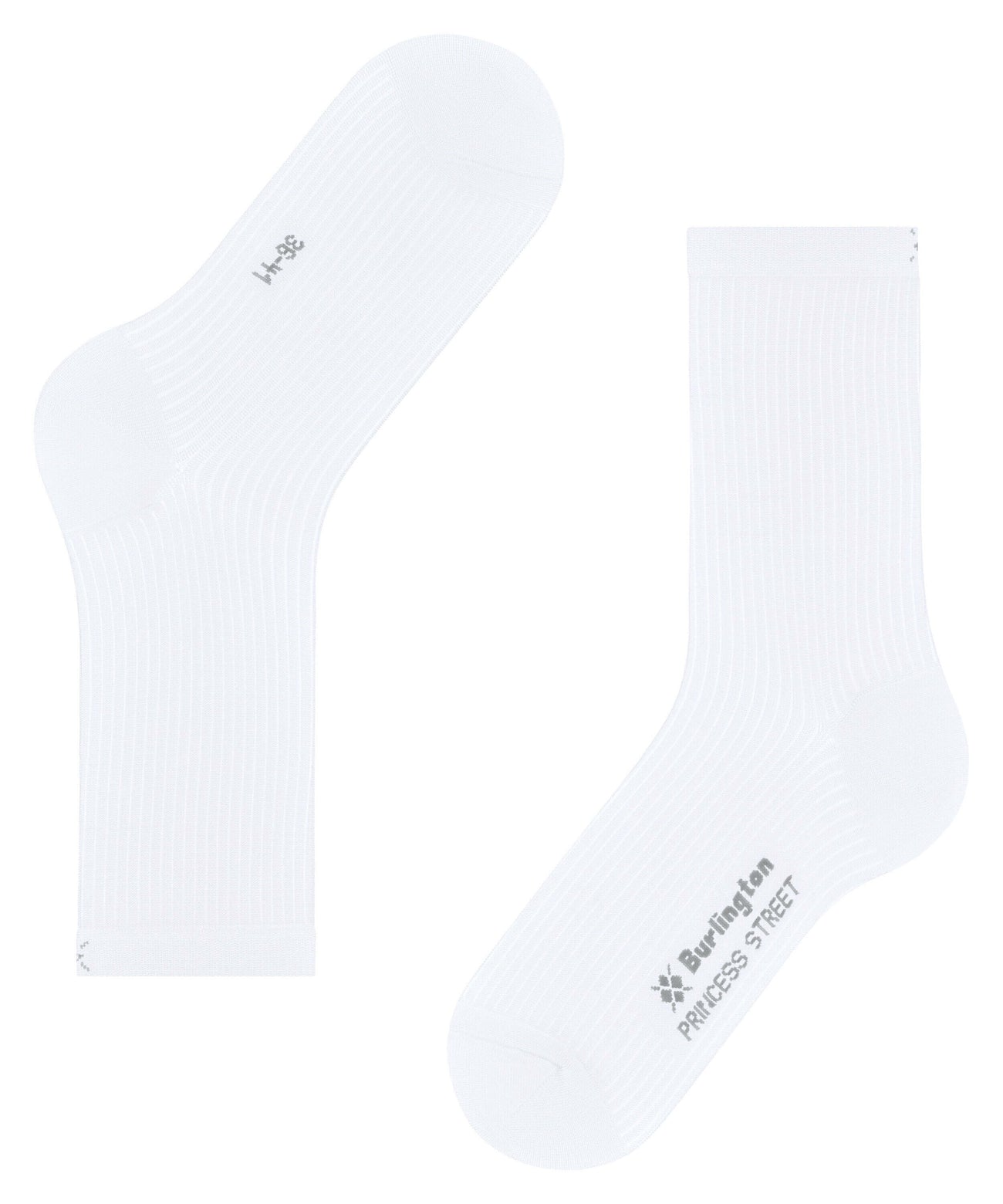 Burlington Princess Street Sokken Dames 22135 2000 white, glanzend en fijn geribt in one size.