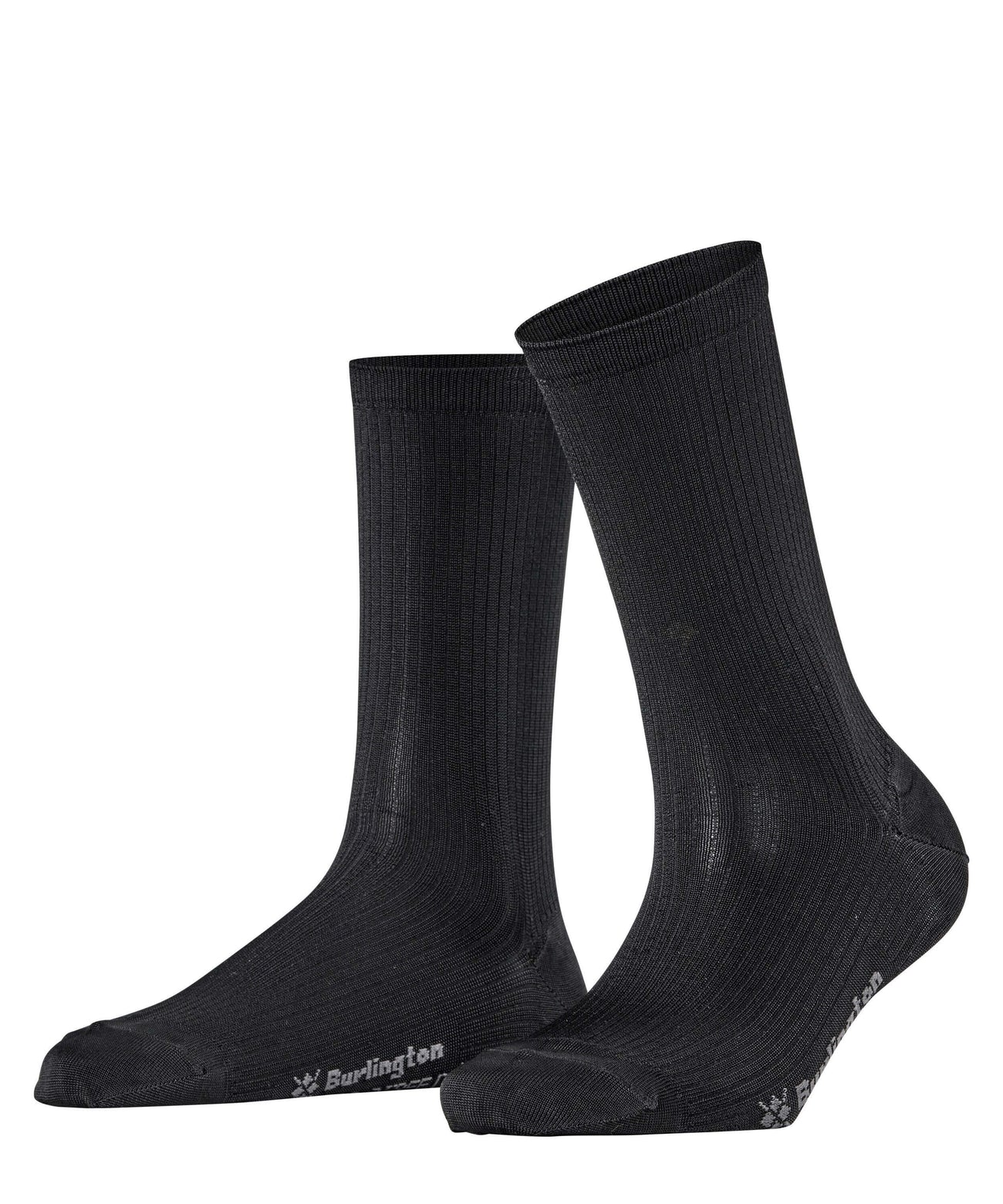 Burlington Princess Street Sokken Dames 22135 3000 black, glanzend, fijn geribt, zwart, one size fits all.