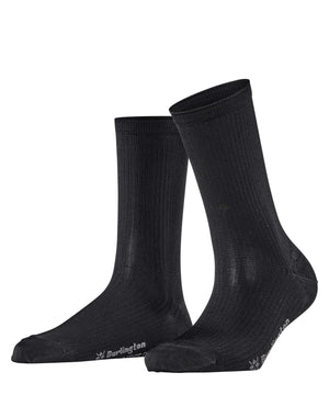 Burlington Princess Street Sokken Dames 22135 3000 black, glanzend, fijn geribt, zwart, one size fits all.