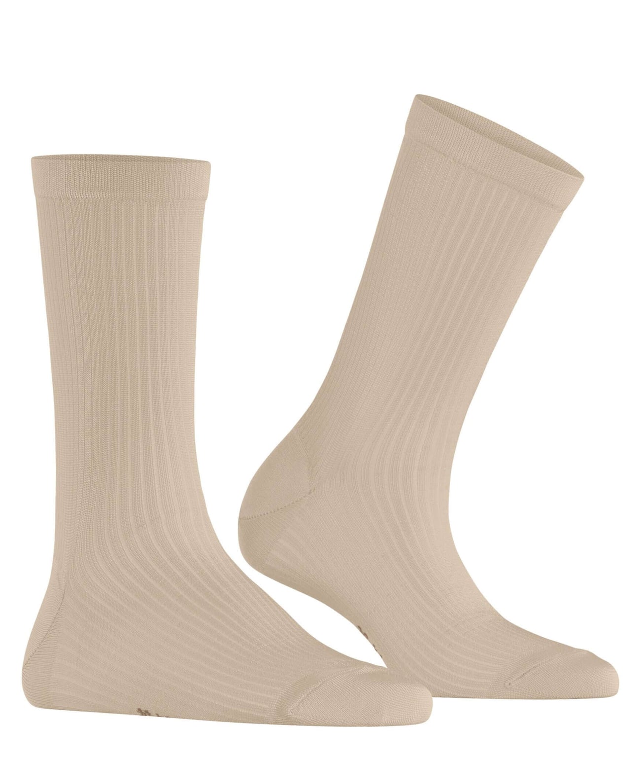 Burlington Princess Street Sokken Dames 22135 4010 cream, fijne glanzende sokken met ribstructuur en zachte viscosemix.