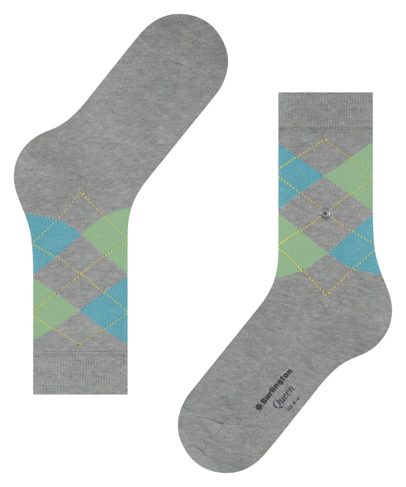 Burlington Queen Sokken Dames 22004 3228 cloud mel. klassieke ruitsokken met biologische katoen en gerecycled polyamide.
