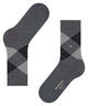 Burlington Queen Sokken Dames 22004 3974 grey melange met ruitpatroon in grijs en zwart.