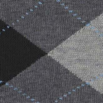 Burlington Queen Sokken Dames 22004 3974 grey melange met klassiek ruitpatroon in grijstinten en blauwe accenten.