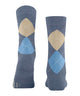 Burlington Queen Sokken Dames 22004 6662 light jeans met ruitpatroon in blauw en beige