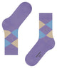 Burlington Queen Sokken Dames 22004 6925 lilac met ruitpatroon in lila, blauw en beige.