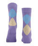 Burlington Queen Sokken Dames 22004 6925 lilac met klassiek ruitpatroon in lilac, blauw en beige.