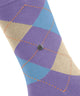 Burlington Queen Sokken Dames 22004 6925 lilac met klassiek ruitpatroon en zachte biologische katoen.