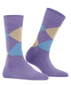 Burlington Queen Sokken Dames 22004 6925 lilac, klassiek ruitpatroon, gemaakt van biologische katoen en gerecycled polyamide.