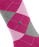Burlington Queen Sokken Dames 22004 8764 aubergine, klassieke ruitsokken in roze en grijs met Burlington-clip.