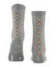 Burlington Reindeer Sokken Dames 27193 3400 light grey met rendierpatroon en ruitdesign