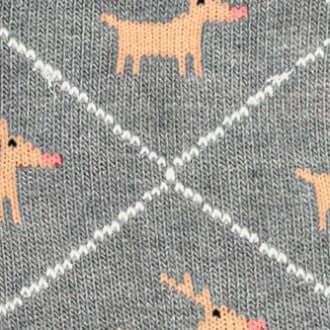 Burlington Reindeer Sokken Dames 27193 3400 light grey met schattige rendieren en ruitpatroon op grijze achtergrond.