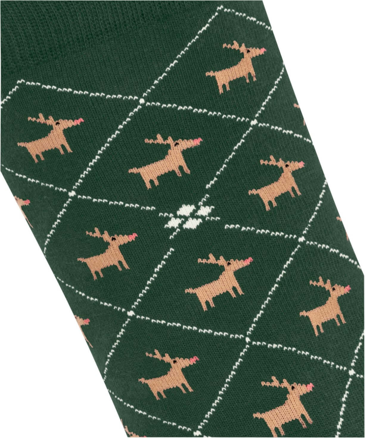 Burlington Reindeer Sokken Dames 27193 7502 eucalyptus met ruitpatroon en rendieren.