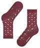 Burlington Reindeer Sokken Dames 27193 8526 barolo met rendierpatroon en ruitdesign in wijnrode kleur.