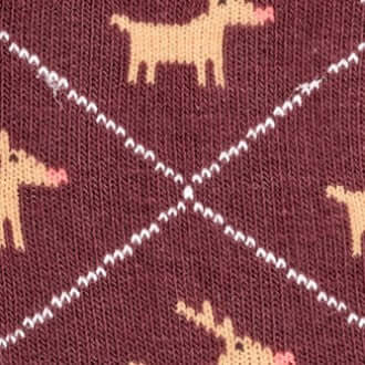Burlington Reindeer Sokken Dames 27193 8526 barolo met rendierpatroon op bordeaux achtergrond.