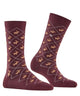 Burlington Reindeer Sokken Dames 27193 8526 barolo met rendier en ruitpatroon in bordeaux kleur.