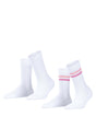 Esprit dames tennissokken 2-PACK met ribstructuur, één paar effen wit en één rood-wit-blauw gestreept, sportieve retro look.