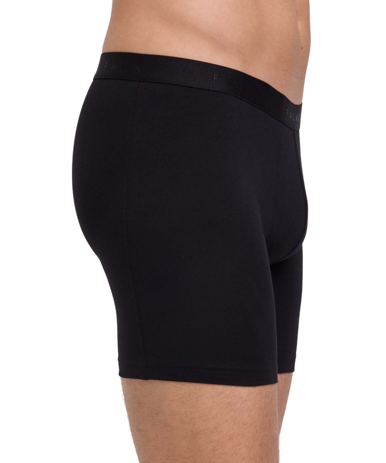 FALKE 2-Pack Boxer Long Leg Daily Comfort Heren 68200 3000 black zijaanzicht met elastische tailleband