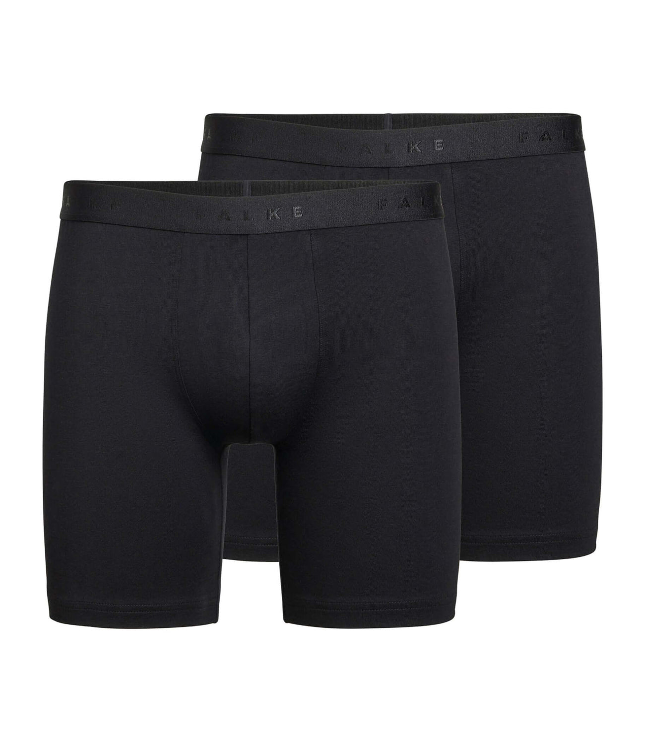 FALKE 2-Pack Boxer Long Leg Daily Comfort Heren 68200 3000 black set van 2 zwarte boxershorts van Egyptische katoen.