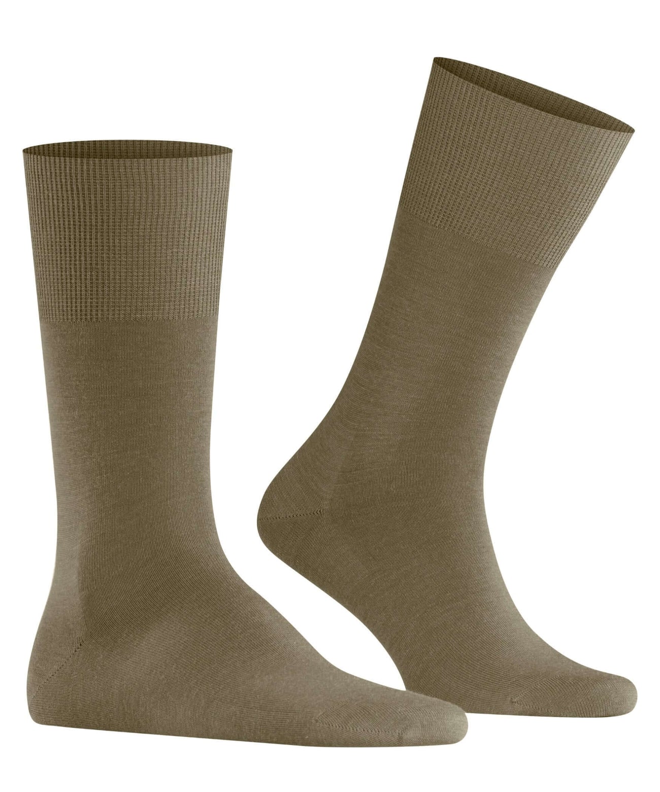 FALKE Airport Herensok in kaki kleur, perfect onder een pak of casual outfit, gemaakt van wol-katoenmix.