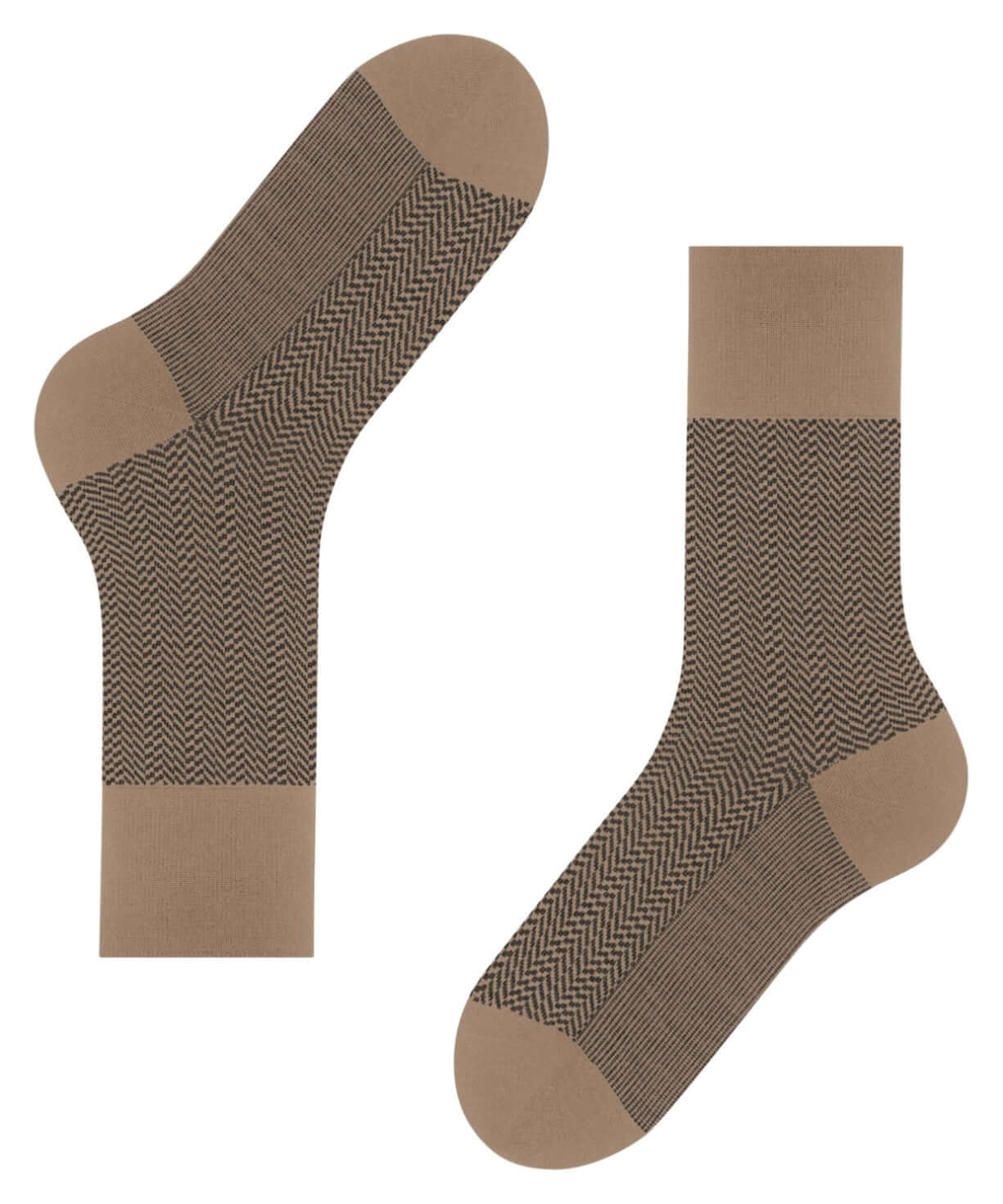 FALKE Airport herringstripe sokken in camel met visgraatmotief, perfect voor heren, comfortabel en stijlvol.