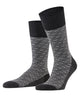 FALKE Airport Special Edition Heren 12424 3080 anthra.mel fantasie sokken in zwart en grijs patroon.