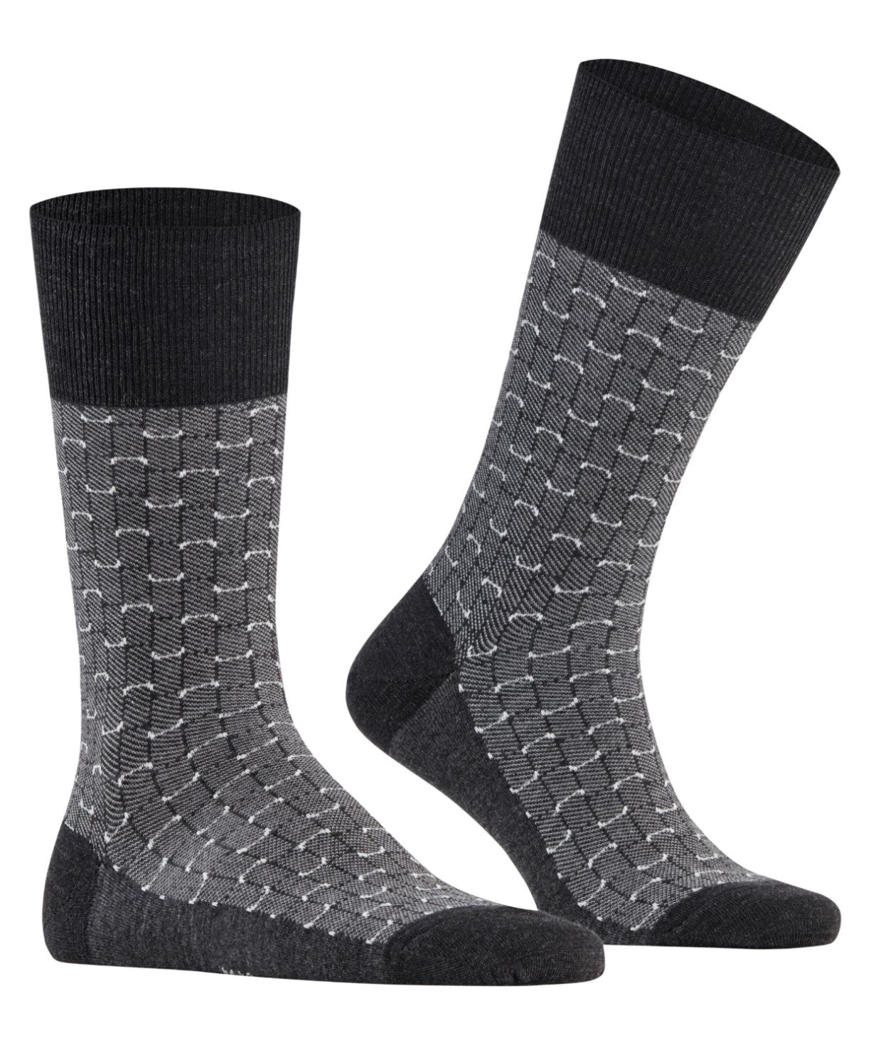 FALKE Airport Special Edition Heren 12424 3080 anthra.mel. Modern heren sokken met fantasiepatroon en merinowol.