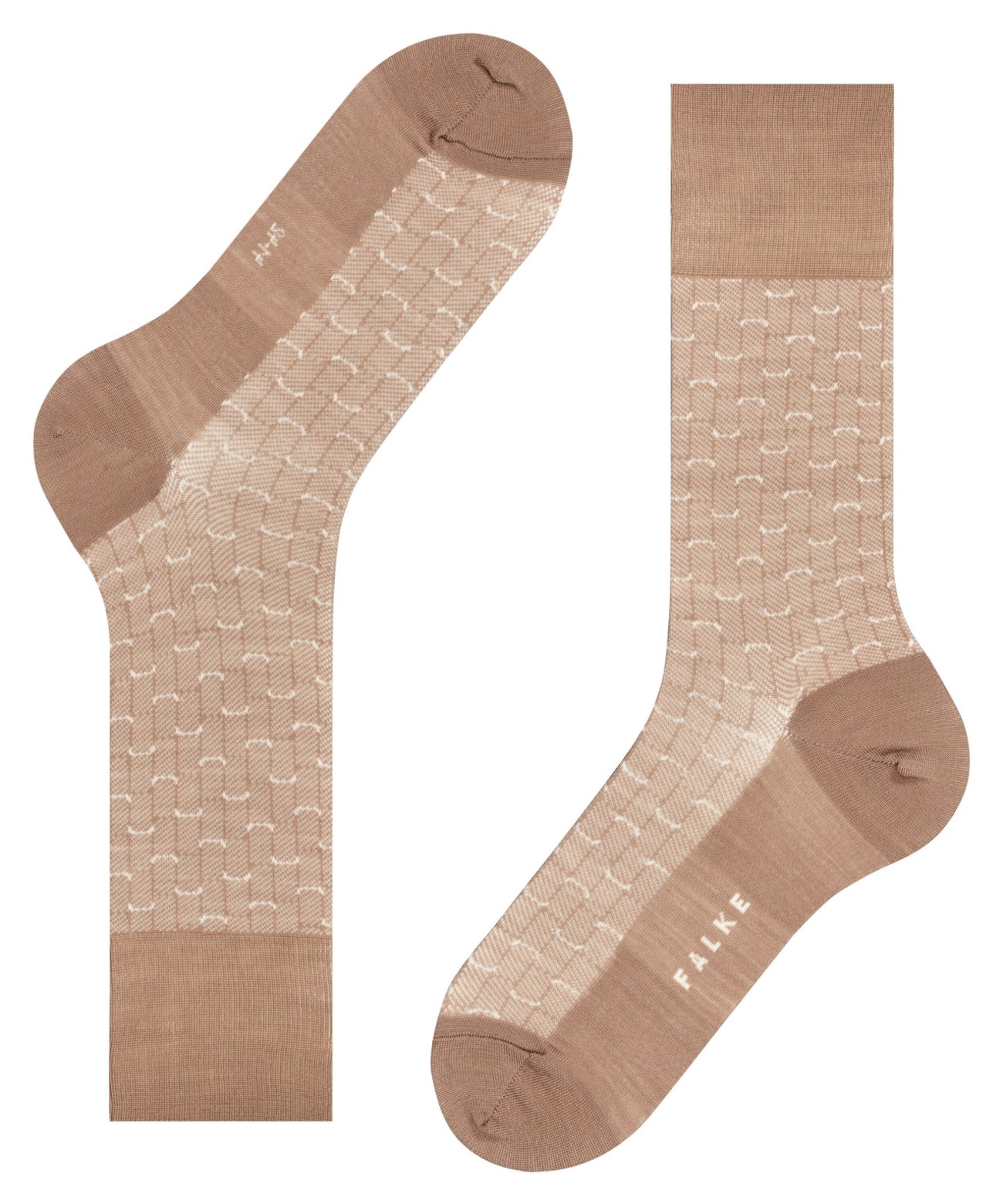 FALKE Airport Special Edition Heren 12424 5038 camel sokken met fantasie in premium merinowol.