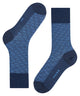 FALKE Airport Special Edition Heren 12424 6491 blue ink fantasie sokken in blauw met patroon.