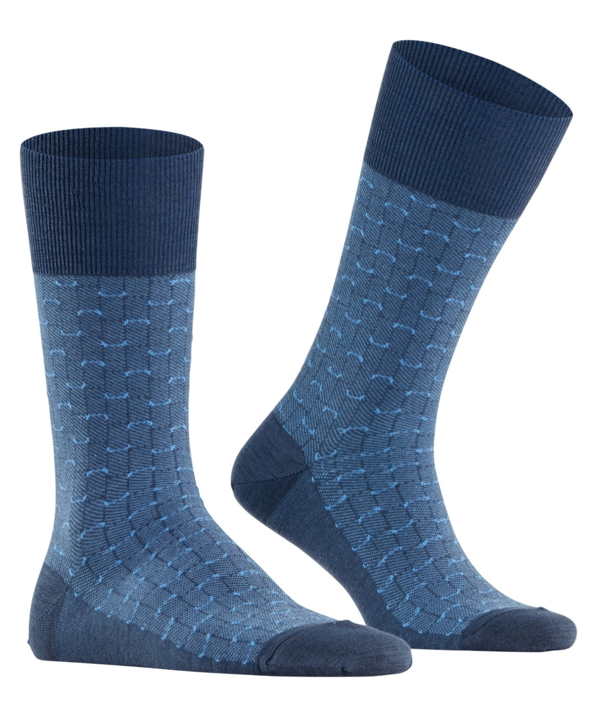 FALKE Airport Special Edition Heren 12424 6491 blue ink mode blauwe fantasie sokken met mooi patroon.