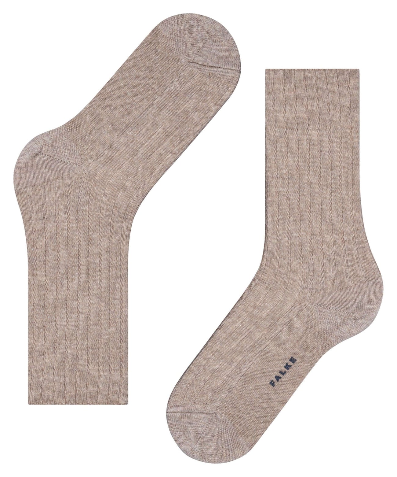 FALKE Cosy Wool Special Edition dames bootsokken in beige met ribstructuur en glittereffect.