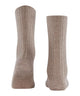 FALKE Cosy Wool Special Edition damesbootsokken in beige met ribstructuur en subtiel glittereffect