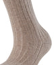 FALKE Cosy Wool Special Edition beige mel bootsokken met ribstructuur en glittereffect