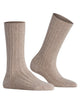 FALKE Cosy Wool Special Edition Dames bootsokken in beige met ribstructuur en subtiel glittereffect.