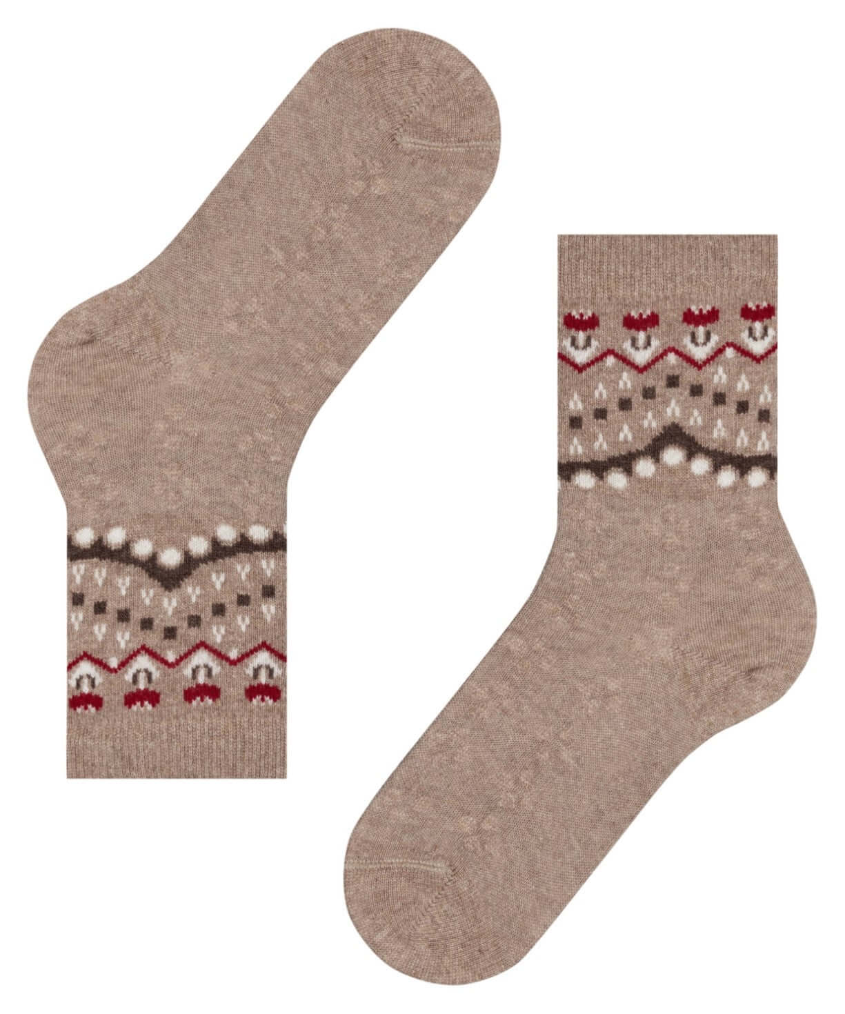 FALKE Cosy Wool Special Edition Sokken Dames 47181 4091 beige mel. Cosy sokjes met Noors patroon, warm voor de winter.