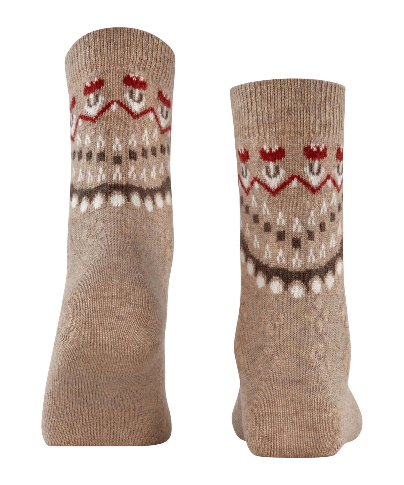 FALKE Cosy Wool Special Edition Sokken Dames 47181 4091 beige mel. Met Noorse patroon voor koude wintermaanden.