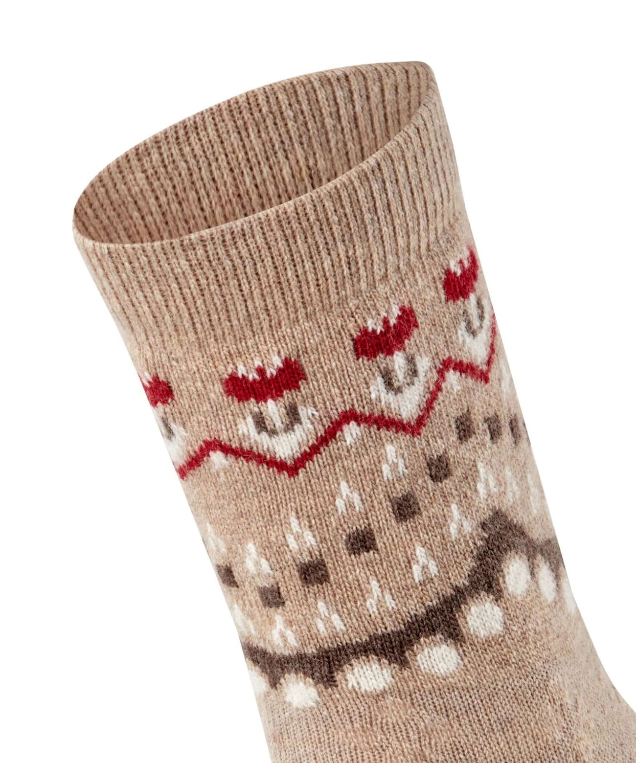 FALKE Cosy Wool Special Edition Sokken Dames 47181 4091 beige mel. Sokken met Noors patroon in een warme beige kleur.