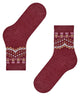 FALKE Cosy Wool Special Edition Sokken Dames 47181 5950 cayenne met Noors patroon in bordeaux kleur.