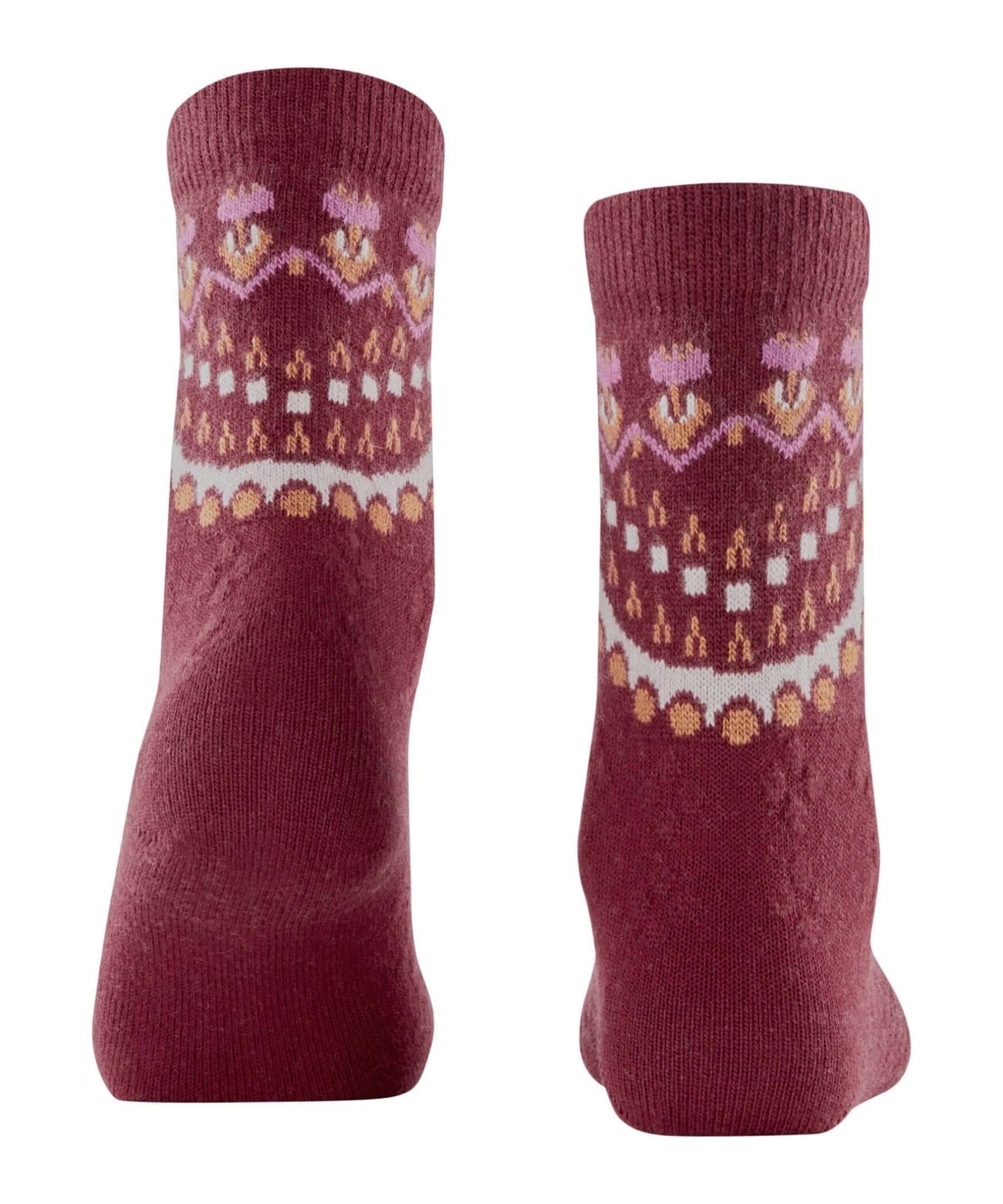 FALKE Cosy Wool Special Edition Sokken Dames 47181 5950 cayenne met Noors patroon in warme tinten.