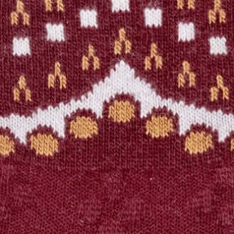 FALKE Cosy Wool Special Edition Sokken Dames 47181 5950 cayenne, detail van het Noorse patroon in bordeauxrood.