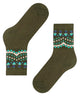 FALKE Cosy Wool Special Edition Sokken Dames 47181 7436 artichoke in olijfgroen met Noors patroon.