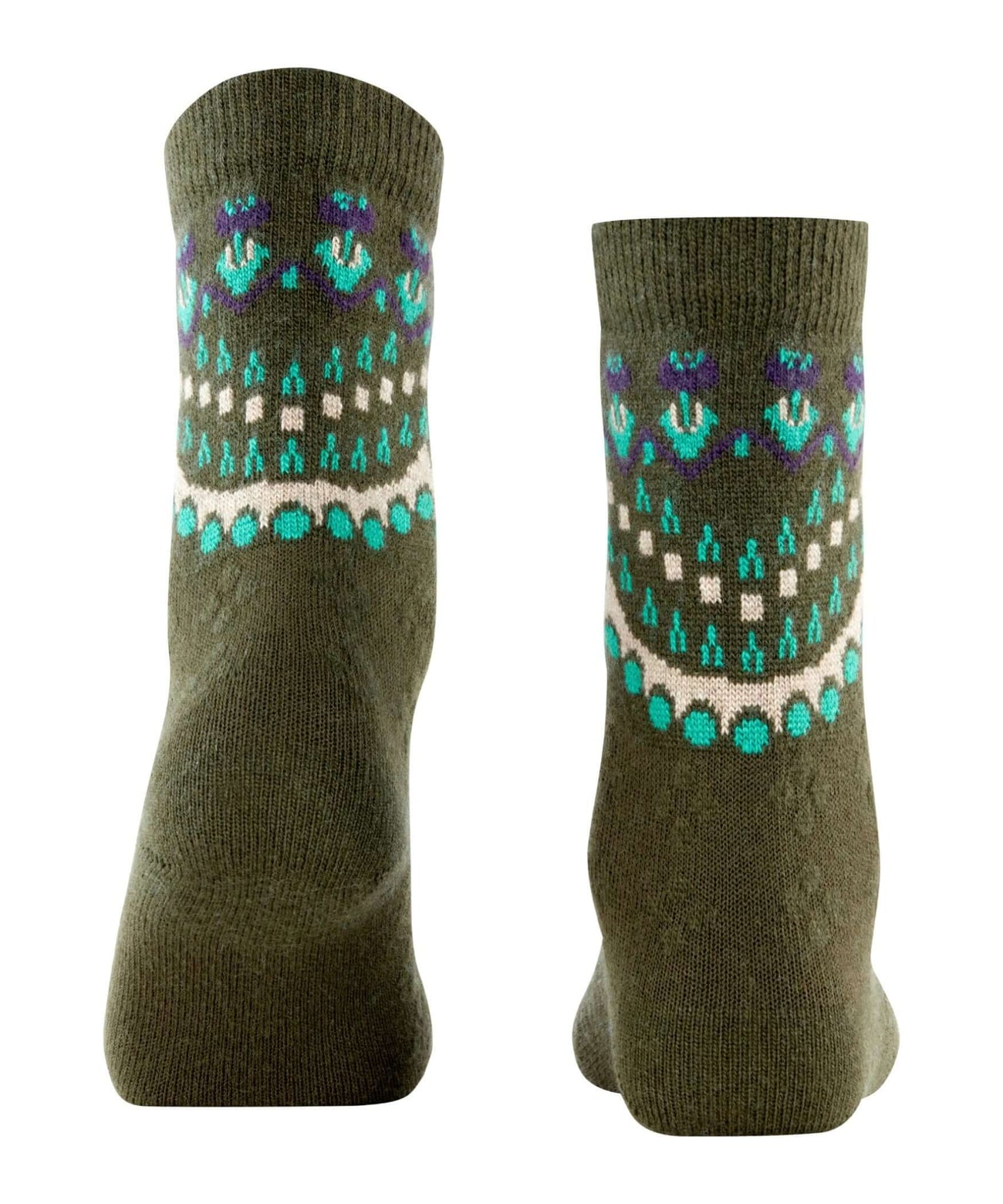 FALKE Cosy Wool Special Edition Sokken Dames 47181 7436 artichoke, groene sokken met Noors patroon