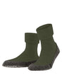 FALKE Cosyshoe heren sloffen in donker mosgroen met zachte badstoflaag en antislipzool.