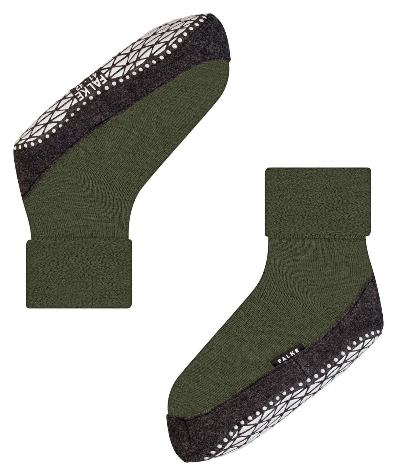 FALKE Cosyshoe Heren Sloffen in dark moss, met warme voering en antislipzool voor extra comfort.