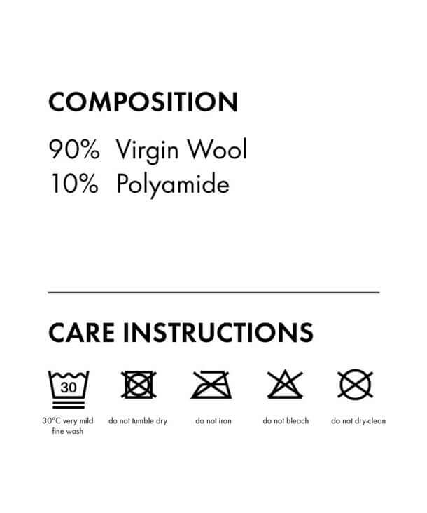 Samenstelling en onderhoudsinstructies voor FALKE Cosyshoe sloffen, met van 90% wol en 10% polyamide.