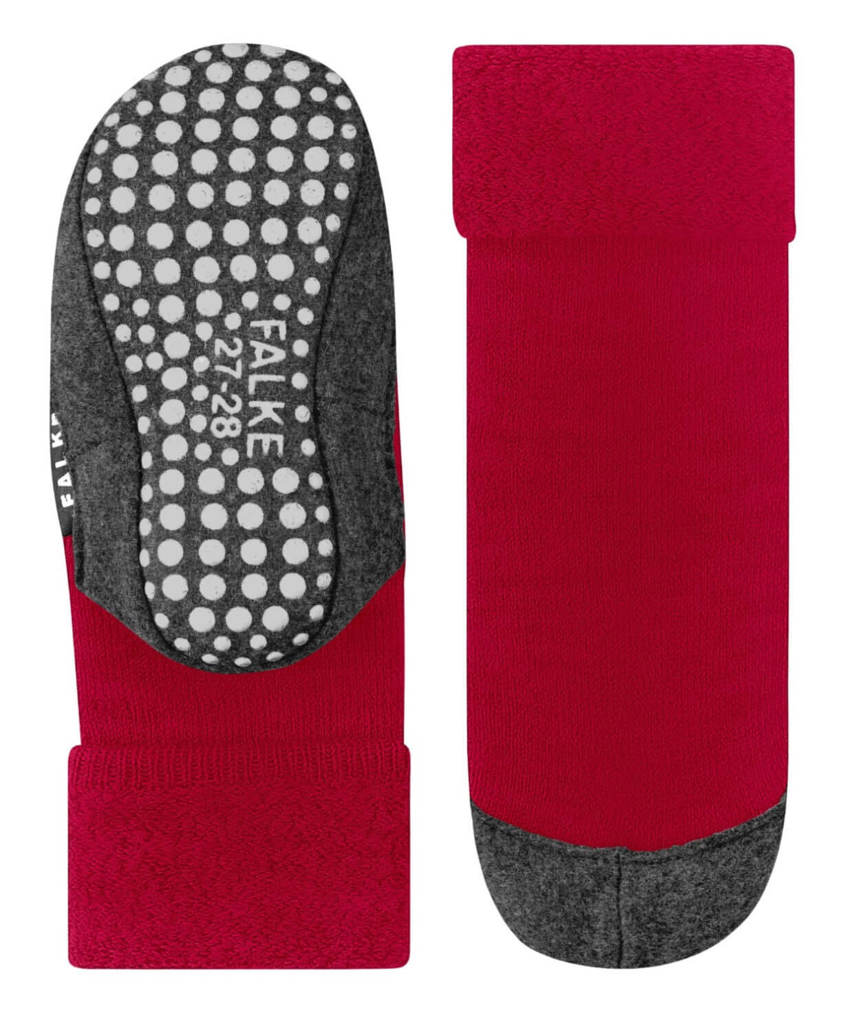 FALKE Cosyshoe Kinderen 10560 8074 red pepper met antislipnoppen en warme badstof binnenzijde.