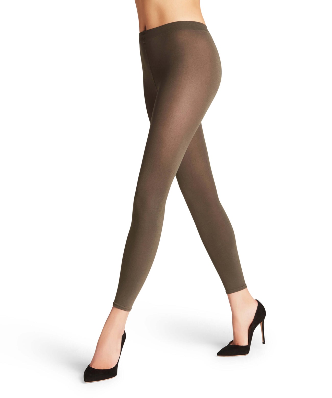 FALKE Cotton Touch legging voor dames in militaire kleur met hoge tailleband, zacht en huidvriendelijk.