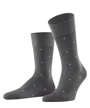FALKE Dot Herensok 13269 3168 steel mel. met trendy stipjes in een zachte, gemerceriseerde katoen.