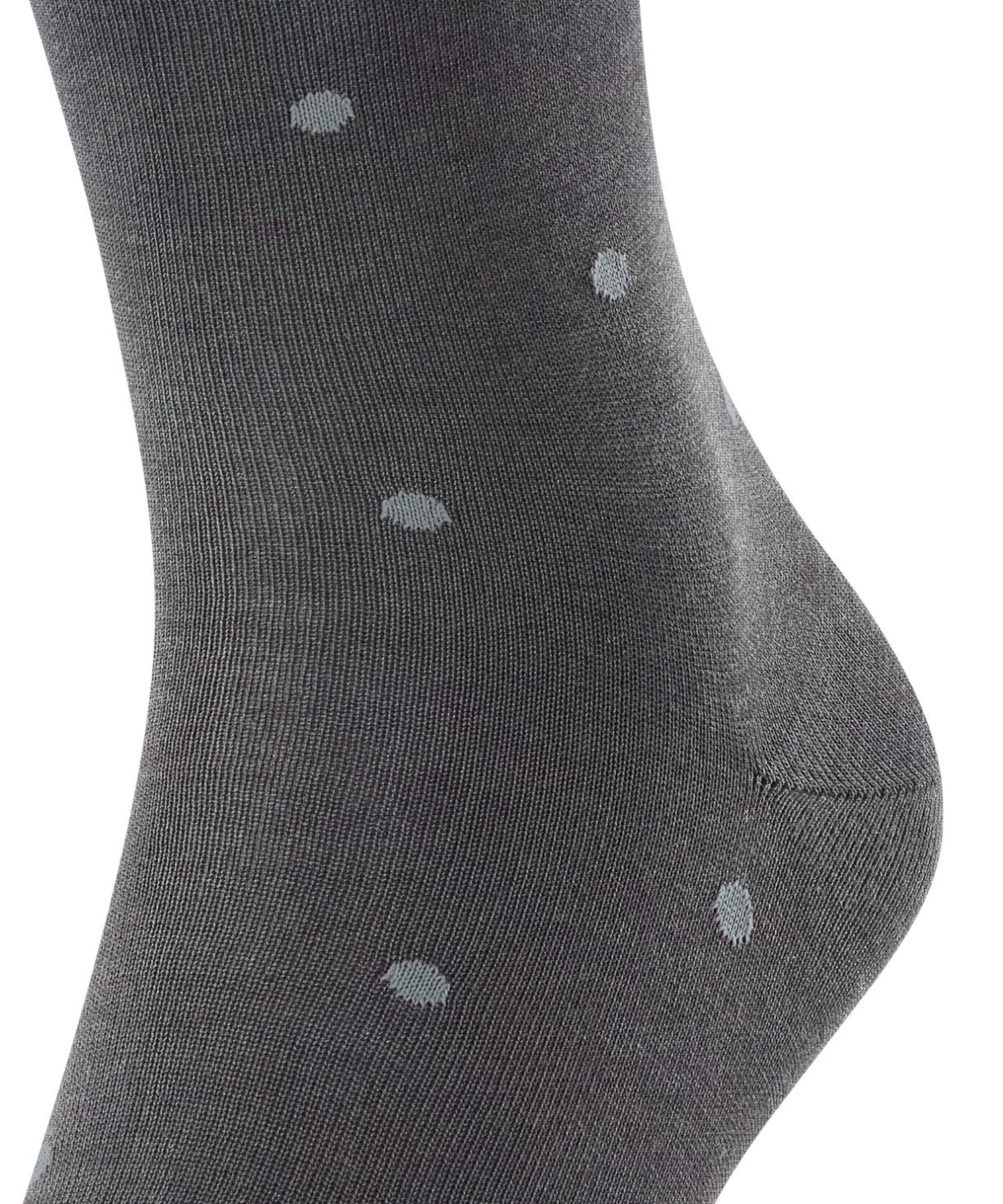 FALKE Dot Herensok 13269 3168 steel mel. met een stijlvolle stippenpatroon op een grijze achtergrond.